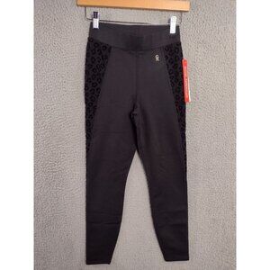 Good American Leggings Small Size 1 Black‎ Corset Mesh Animal Print Crop NEW